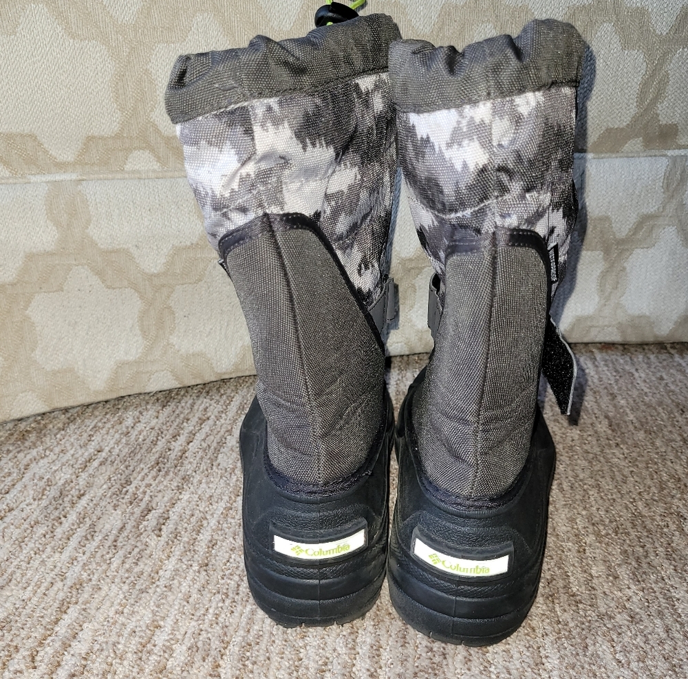 COLUMBIA WATERPROOF WINTER BOOTS SNOW BOOTS GREY BLACK CAMO BIG KIDS SIZE 5 - Picture 7 of 16
